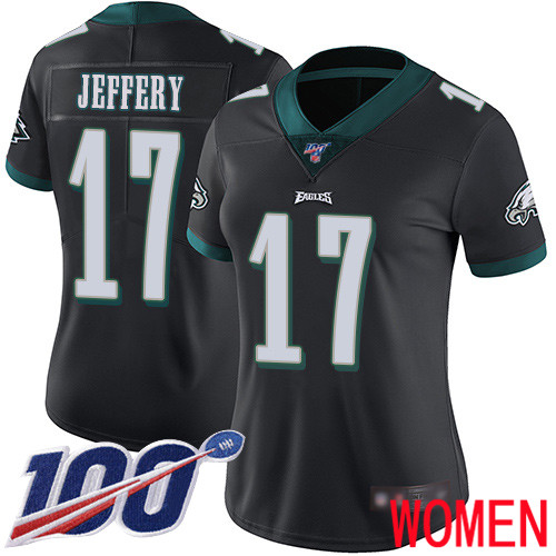 Women Philadelphia Eagles 17 Alshon Jeffery Black Alternate Vapor Untouchable NFL Jersey Limited Player 100th